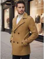 Pánsky dvojradový kabát pieskový FashionStreet CX0443