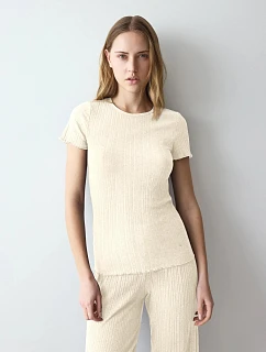 Dámske tričko Versatile Rib Top SSL v krémovej farbe Silk White – TRIUMPH
