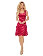 241-2 STELLA Šaty so skladaným výstrihom - bordové s prúžkami