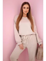 Súprava tepláky + nohavice maslová látka béžová