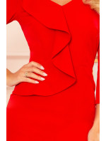 Elegantné šaty s volánom Numoco - červené