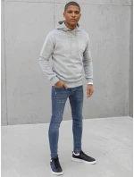 Pánska mikina s kapucňou svetlo šedá FashionStreet BX5428