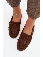 Dámské Mokasíny S Vázáním A Frézle Hnědé Glorina