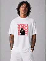 Pánske tričko oversize s nápisom YOU bavlna biela FashionStreet NX1034R Pánske tričko oversize s nápisom YOU bavlna biela FashionStreet NX1034R