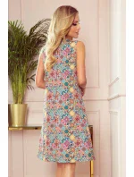 VICTORIA - Dámske trapézové šaty s farebným vzorom 296-1 VICTORIA - Dámske trapézové šaty s farebným vzorom 296-1