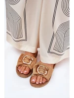 Płaskie Klapki Damskie Z Ozdobnym Detalem Camel Nellodra