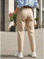 Dámske džínsy s opaskom mom fit light beige FashionStreet UY2879