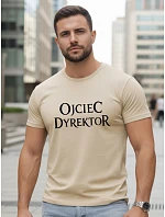 Pánske klasické tričko s nápisom bavlna béžová FashionStreet NX5144R