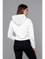 Krátka biela tepláková mikina s kapucňou (8B939-1)
