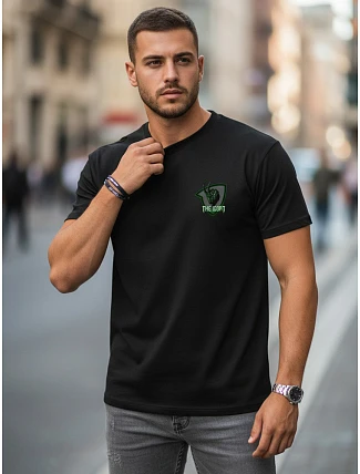 Pánske bavlnené tričko s klasickou čiernou potlačou FashionStreet NX0153R Pánske bavlnené tričko s klasickou čiernou potlačou FashionStreet NX0153R