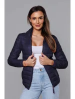 Tmavomodrá dámska prešívaná bunda s kapucňou (B0123-3) Tmavomodrá dámska prešívaná bunda s kapucňou (B0123-3)