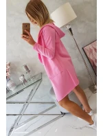 Voľná bunda s kapucňou ružová