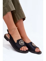 Sandały Damskie Na Płaskim Obcasie Z Ozdobą S.Barski KV51-002 Czarne