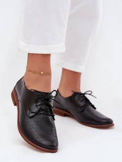 Dámske elegantné kožené šnurovacie topánky Zazoo 4238 Black