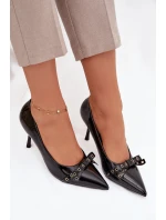 Lakované lodičky s mašlí Černé Janisse