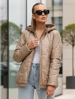 Dámska prešívaná bunda s kapucňou béžová FashionStreet TY5547