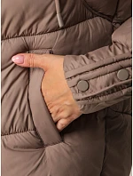 Dámska prešívaná bunda s kožušinovou kapucňou, béžová, FashionStreet TY5893 Dámska prešívaná bunda s kožušinovou kapucňou, béžová, FashionStreet TY5893