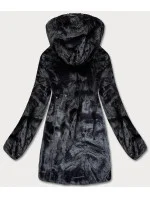 Dámska obojstranná bunda s kožušinou v grafitovej farbe (b8052-70) Dámska obojstranná bunda s kožušinou v grafitovej farbe (b8052-70)