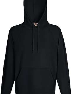 Fruit of the Loom Lightweight Hooded Sweat Pánska mikina s kapucňou a raglánovými rukávmi 16.2140 čierna