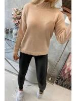 Polovičný sveter s rolákom tmavo púdrovo ružový