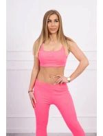 Sada s blúzkou top rebrovaný ružová neónová