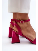 Sandały Damskie Na Obcasie Z Eko Zamszu Vinceza 17328 Fuksja
