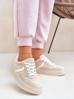 Niskie Sneakersy Damskie Na Platformie Beżowe Telmira