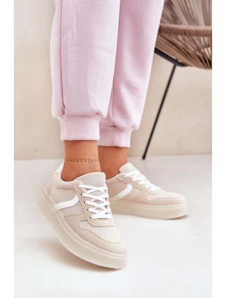 Niskie Sneakersy Damskie Na Platformie Beżowe Telmira
