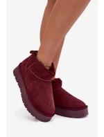 Modne Zamszowe Niskie Śniegowce Bordowe Nucca