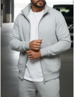 Pánska mikina na zips bez kapucne sivá BX4109 Pánska mikina na zips bez kapucne sivá BX4109