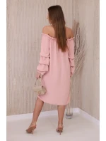 Španielske šaty s ozdobnými rukávmi tmavo púdrovo ružové Španielske šaty s ozdobnými rukávmi tmavo púdrovo ružové