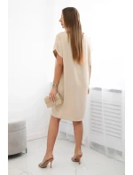 Šaty s vreckami béžové