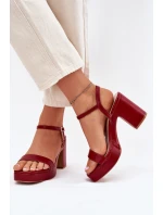 Eko Skórzane Sandały Na Słupku Bordowe Lillita