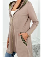 Dámska dlhšia mikina s ozdobnou stuhou 9320 Beige - K-Fashion