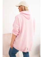 Dámska mikina Plus Size s kapucňou a potlačou candy pink