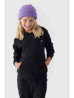 Dziewczęca Nierozpinana Bluza Z Kapturem Gładka Czarna 4F 4FJWMM00TSWSF1316-20S