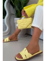 Dámské ploché pantofle s pásky žluté Marissae