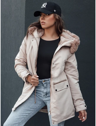 Dámska zimná bunda s kapucňou SNOWFALL béžová FashionStreet TY4490