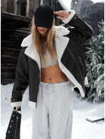 Dámska čierna bunda z ovčej kože ramones FashionStreet TY5237z Dámska čierna bunda z ovčej kože ramones FashionStreet TY5237z