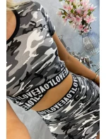 Súprava blúzky so sukňou moro šedá+čierna