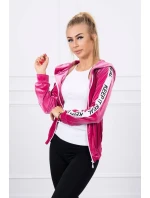 Velúrová mikina s kapucňou fuchsiová