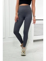 Pruhované legíny v grafitovej farbe