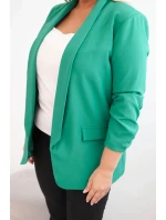 Dámske sako Plus Size bez zapínania s podšívkou XL/2XL zelené