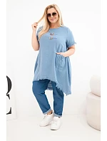 Dámske bavlnené šaty s dlhším chrbtom a vreckom Denim
