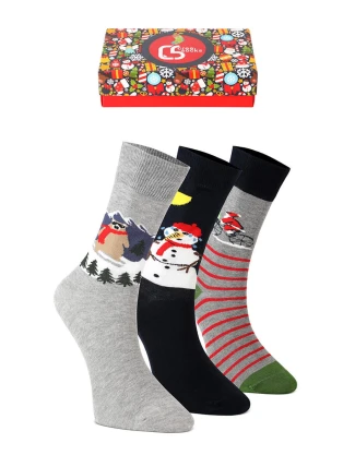 Vianočné unisex ponožky ako darček - sada 3 párov mix farieb