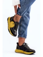 Damskie Buty Sportowe Skórzane Maciejka 06295-01 Czarno-Żółte Damskie Buty Sportowe Skórzane Maciejka 06295-01 Czarno-Żółte