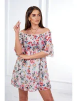 Španielske šaty s kvetinovým motívom ecru