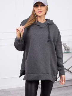 Zateplená mikina so zipsom na boku grafitová