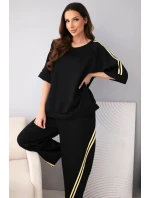 Dámska súprava z maslovej viskózy s mikinou a nohavicami s tienidlami čierna