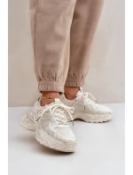 Sneakersy Damskie Z Przetarciami Na Platformie Beżowe Seladwen